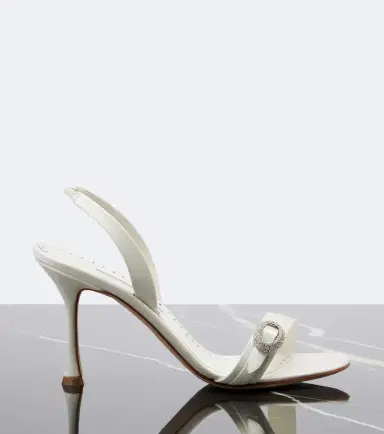 Manolo Blahnik Zutosan embellished satin slingback sandals | Thumbnail 2