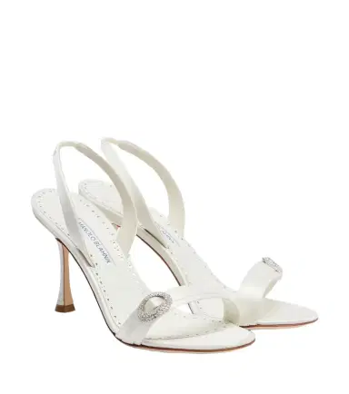 Manolo Blahnik Zutosan embellished satin slingback sandals | Thumbnail 1