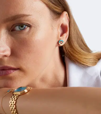 Piaget Possession Vibrant Palace 18kt rose gold earrings with turquoise and diamonds | Thumbnail 4 Piaget Possession Vibrant Palace 18kt rose gold earrings with turquoise and diamonds | Thumbnail 4
