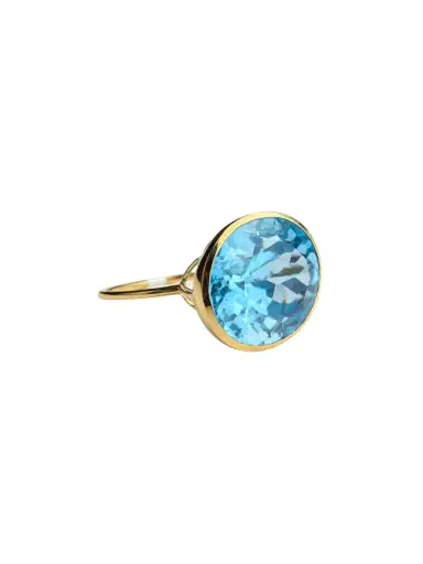 Wish Fine Jewelry 12.853ct Swiss Blue Topaz 18K Gold Statement Ring | Thumbnail 2