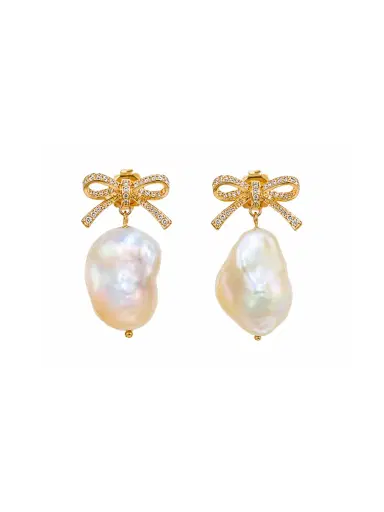 Wish Fine Jewelry 40ct Diamond Pearl 18K Gold Drop Earrings | Thumbnail 1 Wish Fine Jewelry 40ct Diamond Pearl 18K Gold Drop Earrings | Thumbnail 1