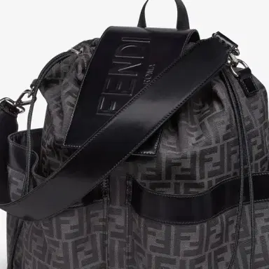 Fendi Large backpack in jacquard fabric with a black and grey FF | Thumbnail 4 Fendi Large backpack in jacquard fabric with a black and grey FF | Thumbnail 4