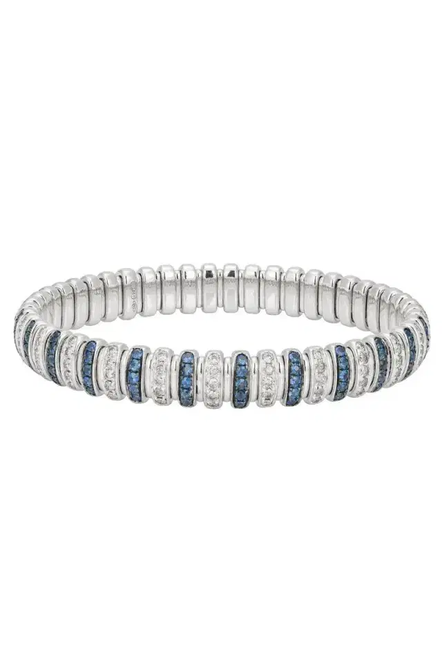 Zydo Blue Sapphire Diamond Canale Stretch Bracelet