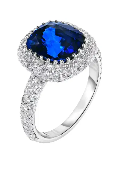 CICADA Blue Sapphire Diamond Halo Ring | Thumbnail 1