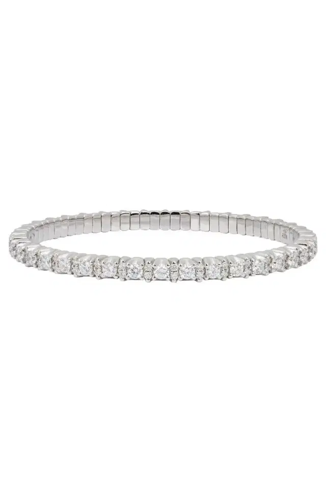 Zydo Diamond Alternating Stretch Bracelet - White Gold