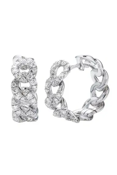 Zydo Diamond Cuban Chain Hoop Earrings | Thumbnail 1