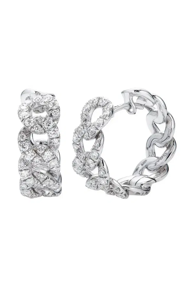 Zydo Diamond Cuban Chain Hoop Earrings