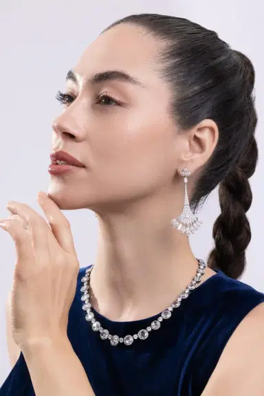 CICADA Diamond Fan Drop Earrings | Thumbnail 2