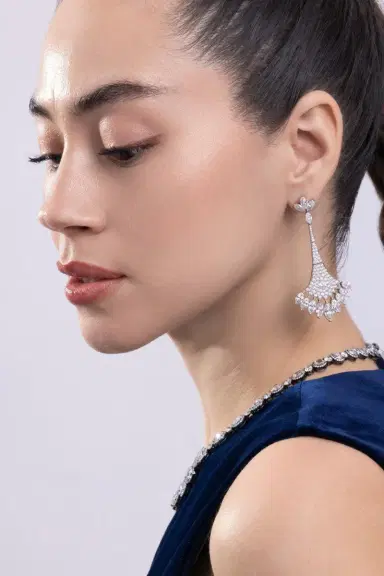 CICADA Diamond Fan Drop Earrings | Thumbnail 4