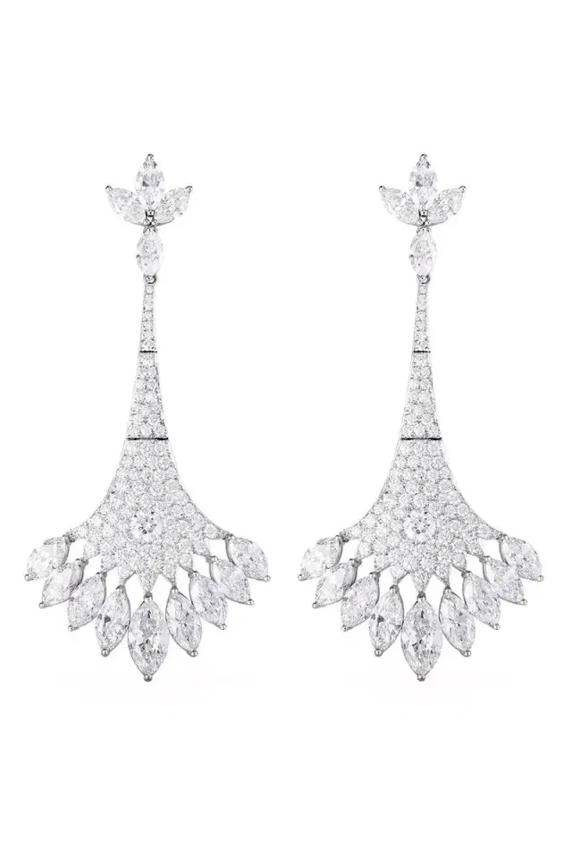 CICADA Diamond Fan Drop Earrings