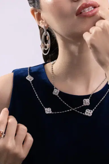 CICADA Diamond Floral Chain Necklace | Thumbnail 2