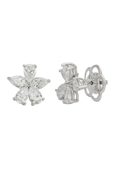 Zydo Diamond Flower Stud Earrings - White Gold | Thumbnail 1 Zydo Diamond Flower Stud Earrings - White Gold | Thumbnail 1
