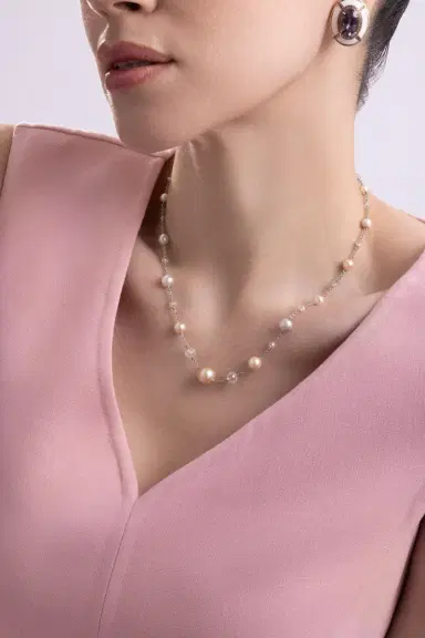 CICADA Diamond Pearl Chain Necklace | Thumbnail 2