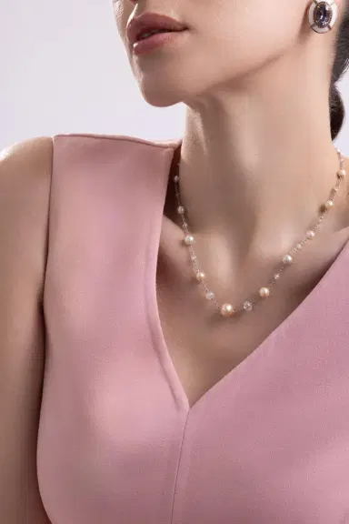 CICADA Diamond Pearl Chain Necklace | Thumbnail 4