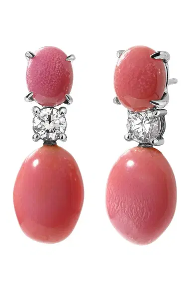 CICADA Diamond Pink Conch Drop Earrings | Thumbnail 1