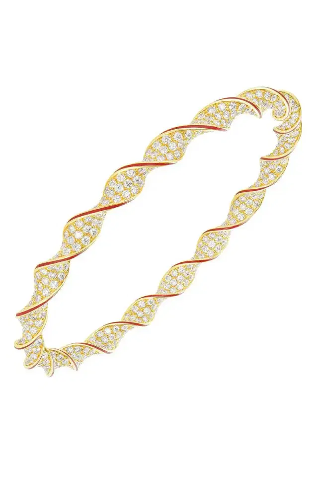 CICADA Diamond Red Enamel Twist Bracelet