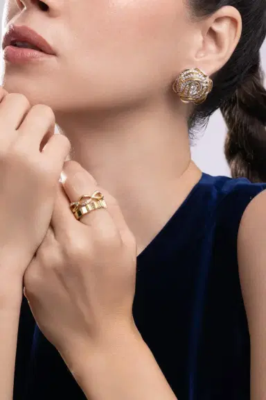 CICADA Diamond Rose Earrings | Thumbnail 2