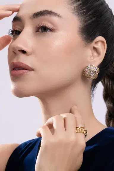 CICADA Diamond Rose Earrings | Thumbnail 3