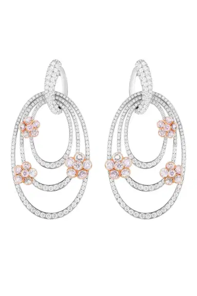 CICADA Pink Diamond Flower Drop Earrings | Thumbnail 1