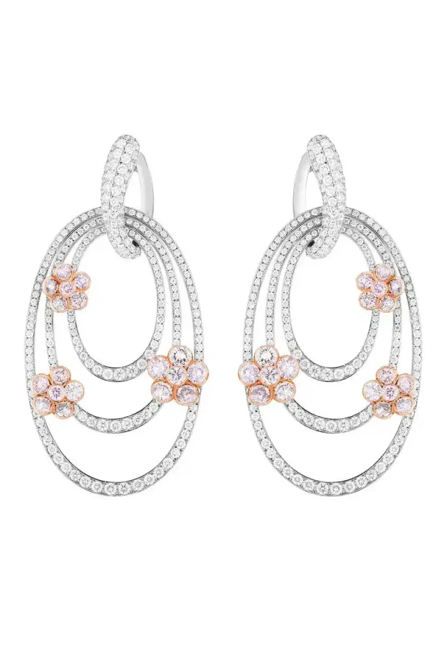 CICADA Pink Diamond Flower Drop Earrings