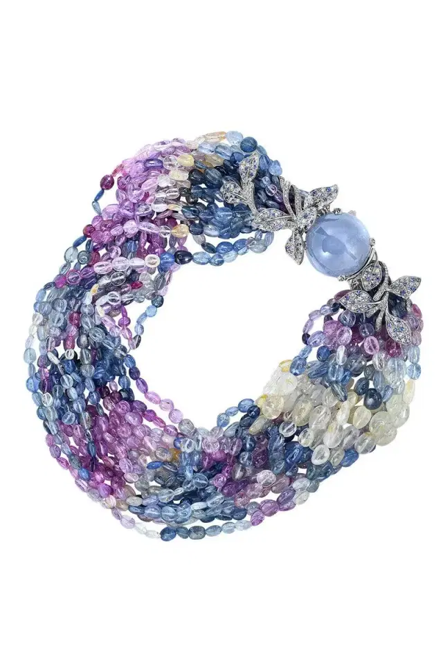 CICADA Sapphire Diamond Star Beaded Necklace