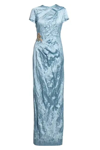Erdem Textured Short Sleeve Gown | Thumbnail 1 Erdem Textured Short Sleeve Gown | Thumbnail 1