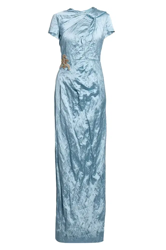 Erdem Textured Short Sleeve Gown