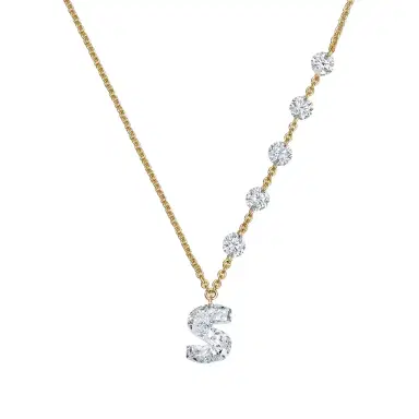 Stephanie Gottlieb Lola Lab Grown Initial Drilled Half Diamond Station Necklace | Thumbnail 1 Stephanie Gottlieb Lola Lab Grown Initial Drilled Half Diamond Station Necklace | Thumbnail 1
