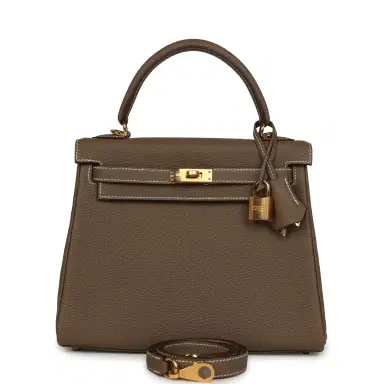 HERMÈS Hermes Kelly Retourne 25 Etoupe Togo Gold Hardware | Thumbnail 1 HERMÈS Hermes Kelly Retourne 25 Etoupe Togo Gold Hardware | Thumbnail 1