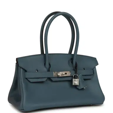HERMÈS Hermes Shoulder Birkin Light 29 Bleu Tempete Evercolor Palladium Hardware | Thumbnail 2