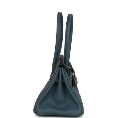 HERMÈS Hermes Shoulder Birkin Light 29 Bleu Tempete Evercolor Palladium Hardware | Thumbnail 3