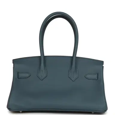 HERMÈS Hermes Shoulder Birkin Light 29 Bleu Tempete Evercolor Palladium Hardware | Thumbnail 4