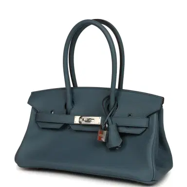 HERMÈS Hermes Shoulder Birkin Light 29 Bleu Tempete Evercolor Palladium Hardware | Thumbnail 5