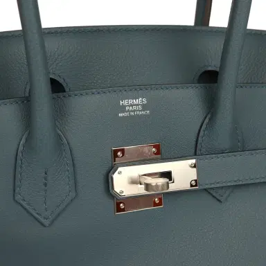 HERMÈS Hermes Shoulder Birkin Light 29 Bleu Tempete Evercolor Palladium Hardware | Thumbnail 7