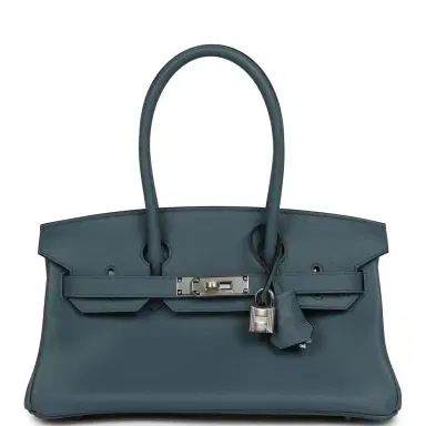 HERMÈS Hermes Shoulder Birkin Light 29 Bleu Tempete Evercolor Palladium Hardware | Thumbnail 1