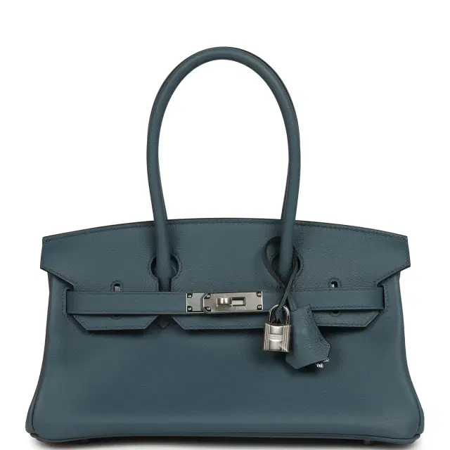 HERMÈS Hermes Shoulder Birkin Light 29 Bleu Tempete Evercolor Palladium Hardware