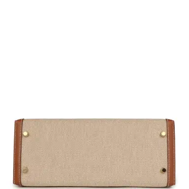 HERMÈS Pre-owned Hermes Kelly Sellier 28 Ecru-Beige Toile H Canvas, Gold Swift Gold Hardware | Thumbnail 6 HERMÈS Pre-owned Hermes Kelly Sellier 28 Ecru-Beige Toile H Canvas, Gold Swift Gold Hardware | Thumbnail 6