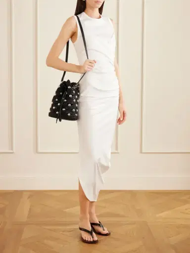 Rabanne Embellished Leather-trimmed Raffia Crossbody Bag | Thumbnail 3