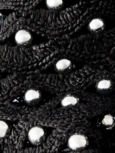 Rabanne Embellished Leather-trimmed Raffia Crossbody Bag | Thumbnail 5