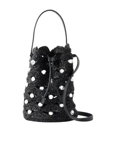 Rabanne Embellished Leather-trimmed Raffia Crossbody Bag | Thumbnail 1