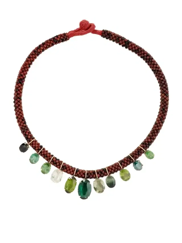Marisa Klass 18-karat Yellow Gold, Tourmaline And Tiger's Eye Necklace