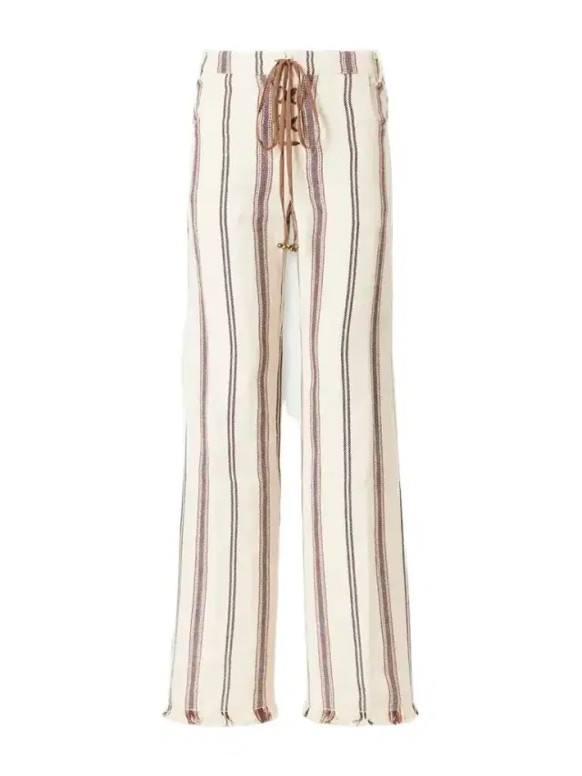 ALIX OF BOHEMIA Cooper Striped Cotton And Linen-blend Wide-leg Pants