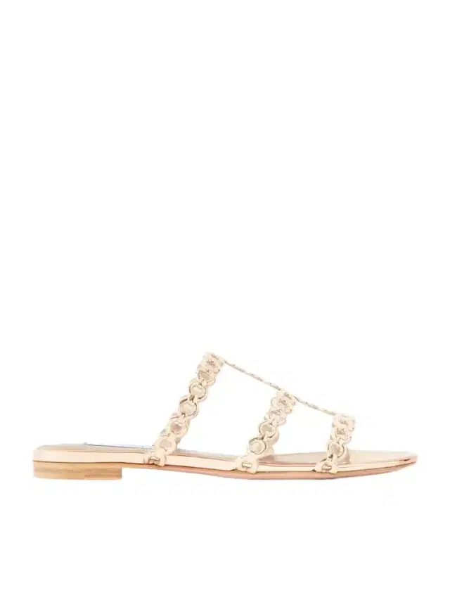 Aquazzura Infinity Chain Perforated Metallic-leather Flats