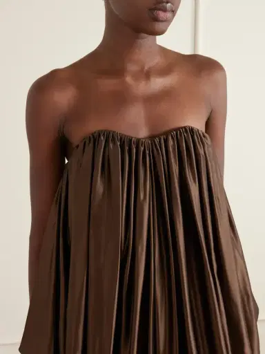 Abadia Draped Strapless Satin Gown | Thumbnail 4 Abadia Draped Strapless Satin Gown | Thumbnail 4