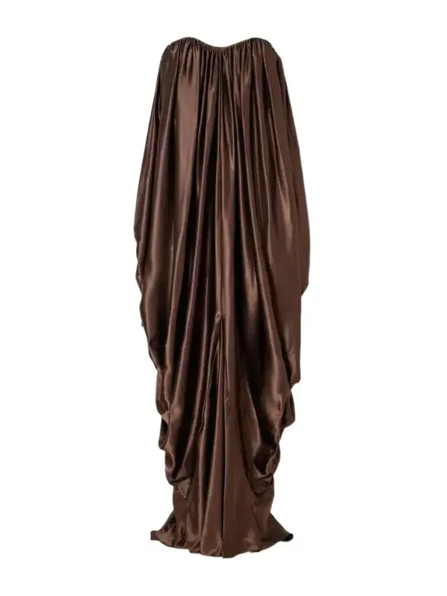 Abadia Draped Strapless Satin Gown