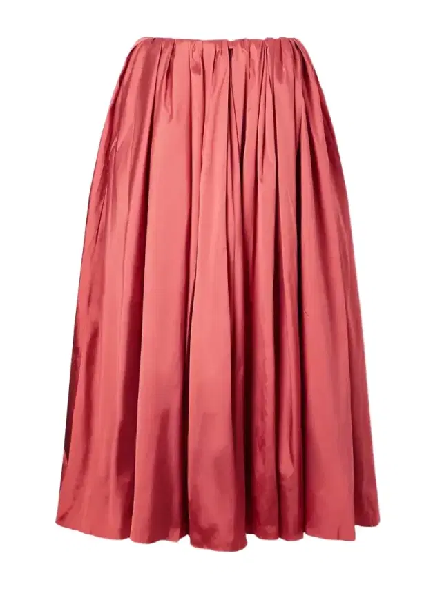 Abadia Elodie Pleated Duchesse-satin Midi Skirt
