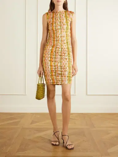 La DoubleJ Printed Ruched Mesh Mini Dress | Thumbnail 2 La DoubleJ Printed Ruched Mesh Mini Dress | Thumbnail 2