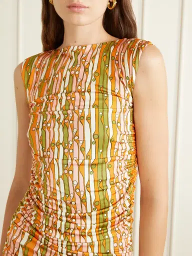 La DoubleJ Printed Ruched Mesh Mini Dress | Thumbnail 4 La DoubleJ Printed Ruched Mesh Mini Dress | Thumbnail 4