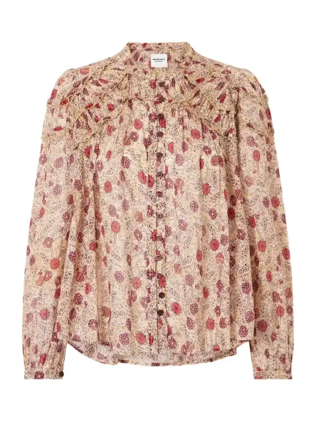 Marant Étoile Christa Ruffled Printed Cotton Blouse