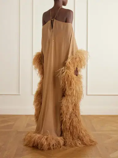 Taller Marmo Sza Sza Spirito Feather-trimmed Silk-chiffon Gown | Thumbnail 3 Taller Marmo Sza Sza Spirito Feather-trimmed Silk-chiffon Gown | Thumbnail 3
